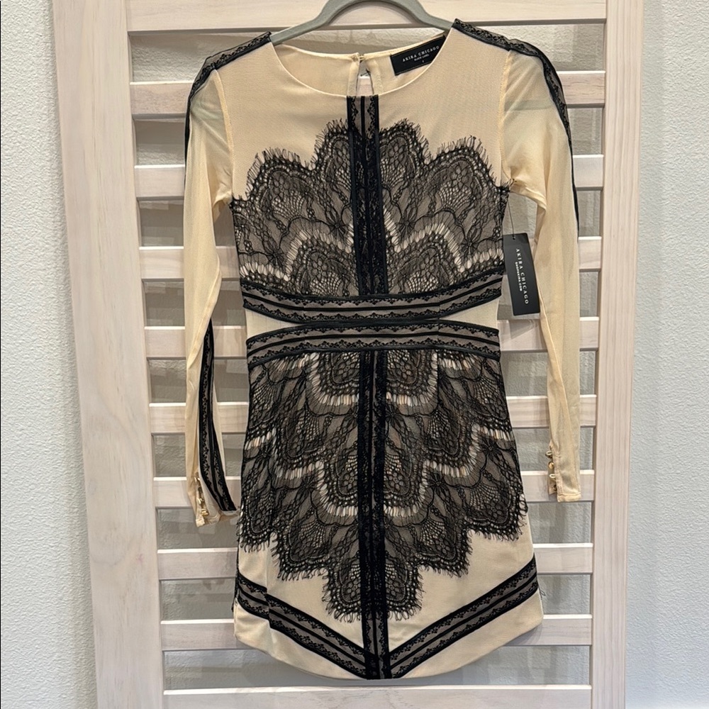 Akira Black Label Black and Cream Lace Dress